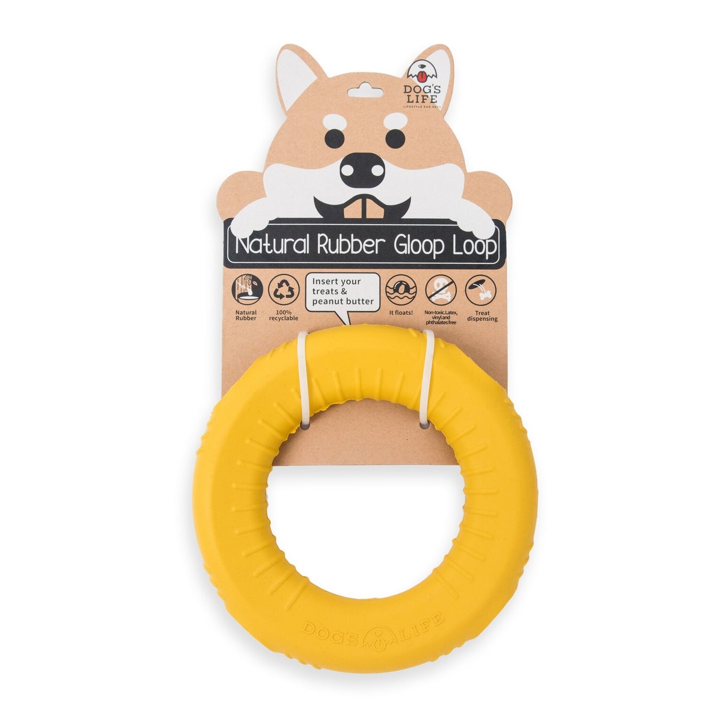 Natural Rubber Dog Toy - Stuffable Gloop Loop