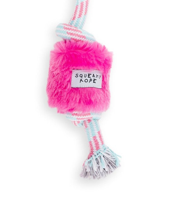 Squeaky Furry Rope Toy - Dog Toy