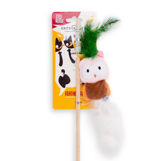 Dangler Owl With White Feather - Cat Toy